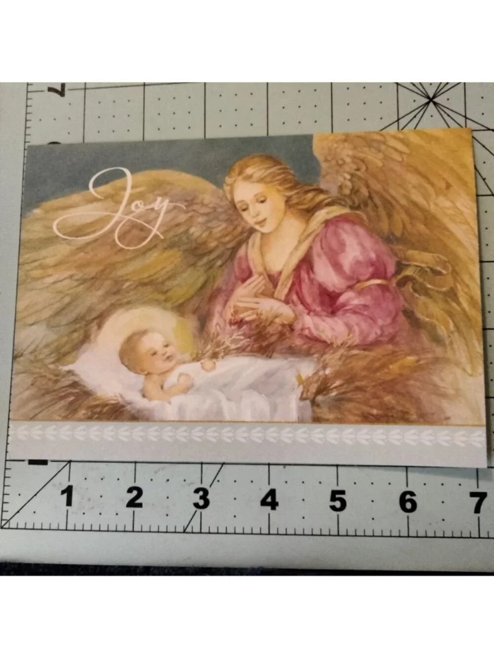 Angel Baby Joy Christmas Card Envelope Mary LaPiccolo Manger Baby Jesus